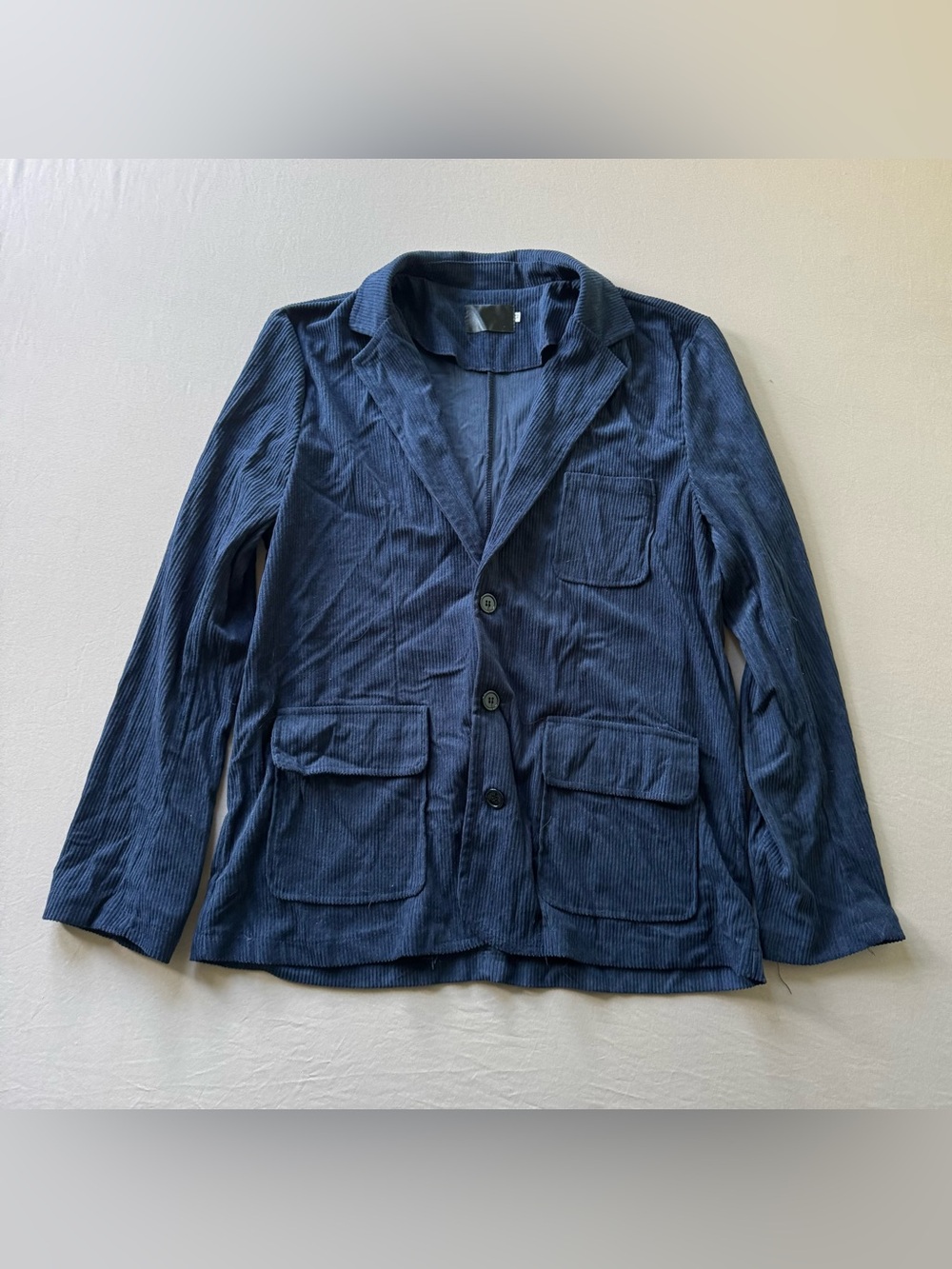 unstructured blue corduroy blazer jacket
